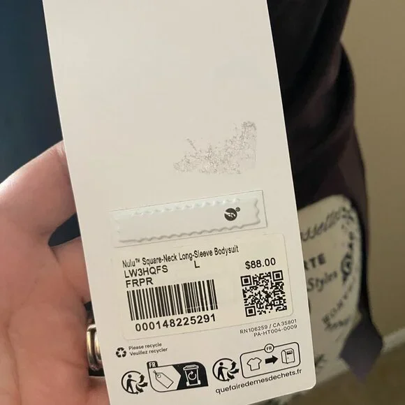 Lululemon Nulu Square Neck Long Sleeve Bodysuit Brown - Sz Large - Picture 8 of 15